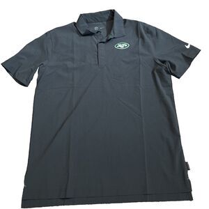 New York Jets Mens L Black Polo Nike Dri Fit On Field NFL Football - NWOT